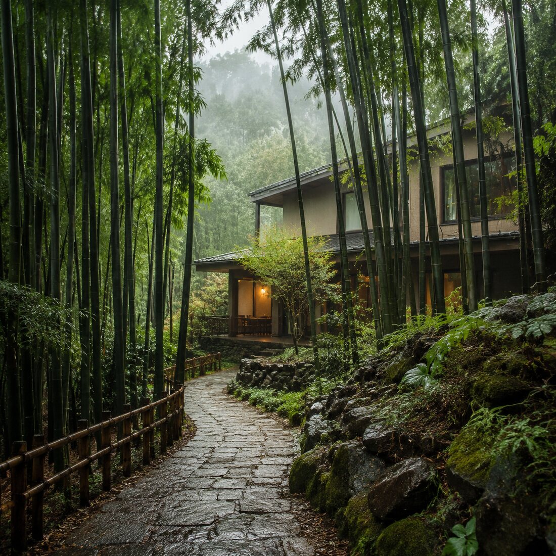 莫干山竹林雨天记录 浙江莫干山竹林与山间民宿